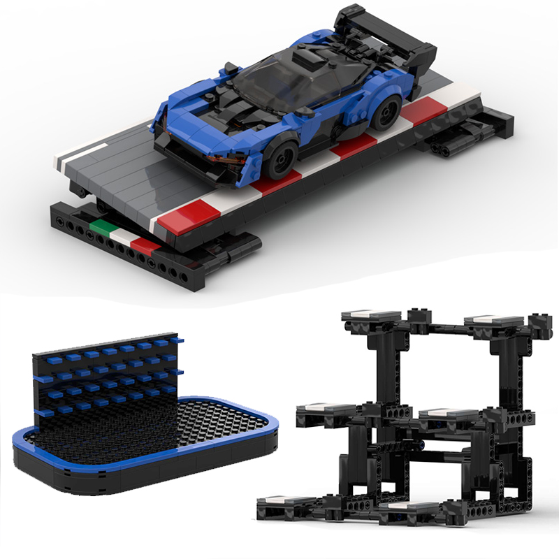 Victor Racket Jetspeed - ชุดของเล่นตัวต่อ DIY แบบประกอบเอง รถสปอร์ต MOC พร้อมแท่นวางโชว์รถ