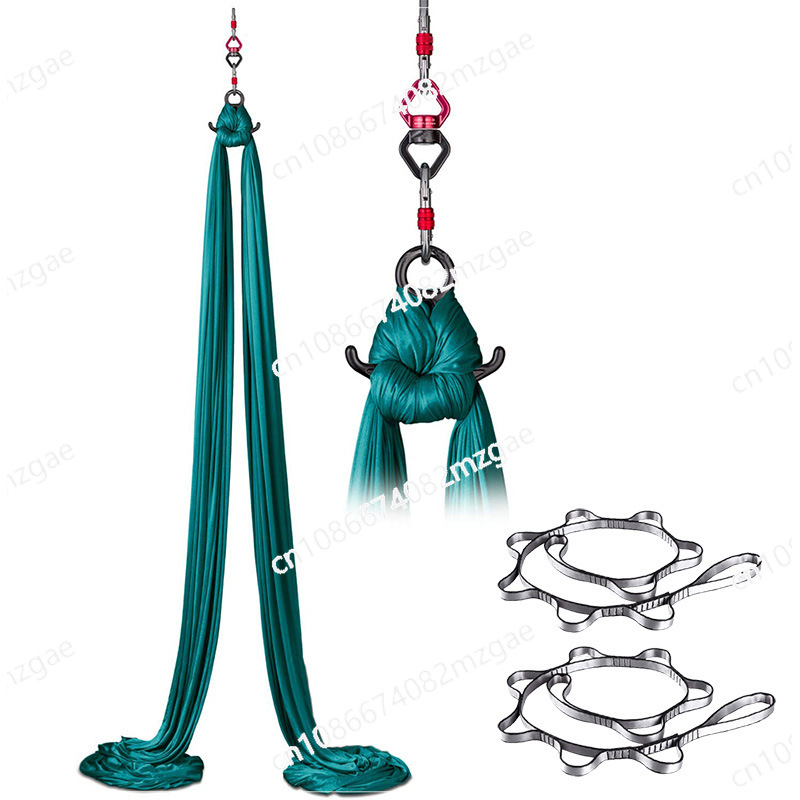 Aerial Silk Hammock - เปลโยคะผ้าไหมยืดหยุ่นสำหรับเล่นโยคะในอากาศ อุปกรณ์สำหรับสตูดิโอโยคะที่บ้านและการเต้นแอโรบิกในอากาศ เปลโยคะผ้าซาตินยืดหยุ่นกันลื่น