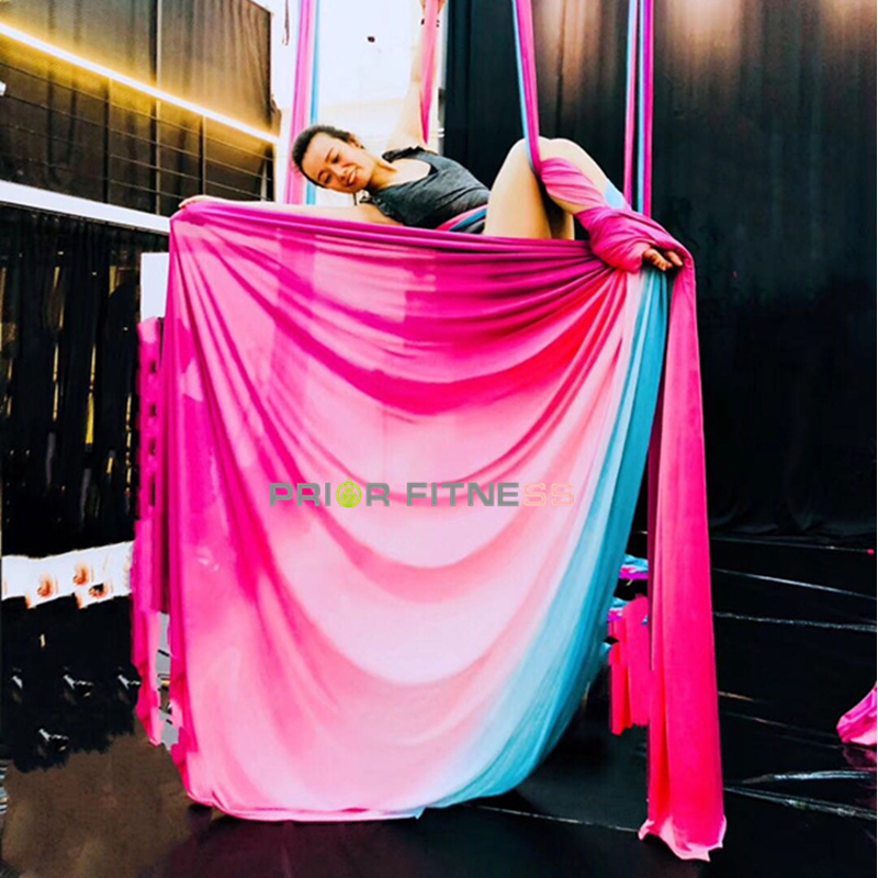 Aerial Silk Hammock - เปลญวนโยคะต้านแรงโน้มถ่วงแบบไล่เฉดสี, ผ้าผ้าไหม, อุปกรณ์ฉุดแกว่งอากาศ, 18เมตร, ฟิตเนส