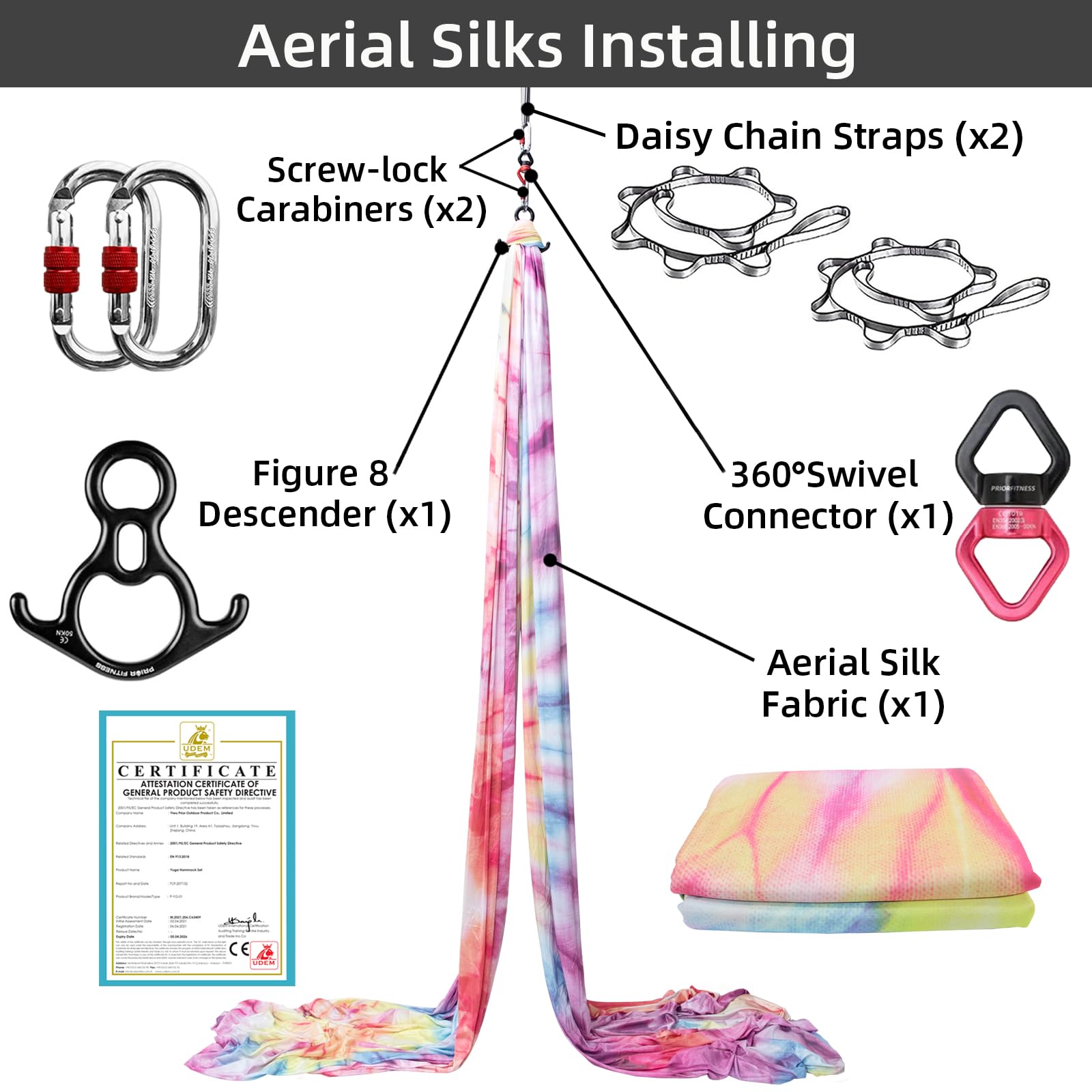 ชุดผ้าไหมสำหรับโยคะทางอากาศยาว - Aerial Silk Hammock บทวิจารณ์และราคา